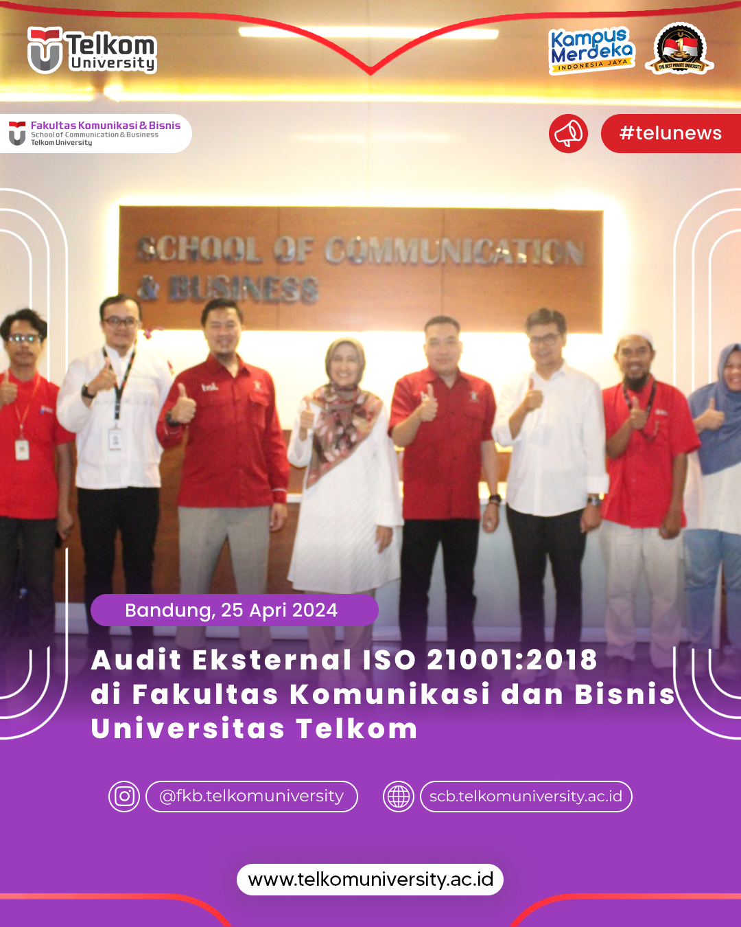 Audit Eksternal ISO 21001:2018 di Fakultas Komunikasi dan BisnisUniversitas Telkom