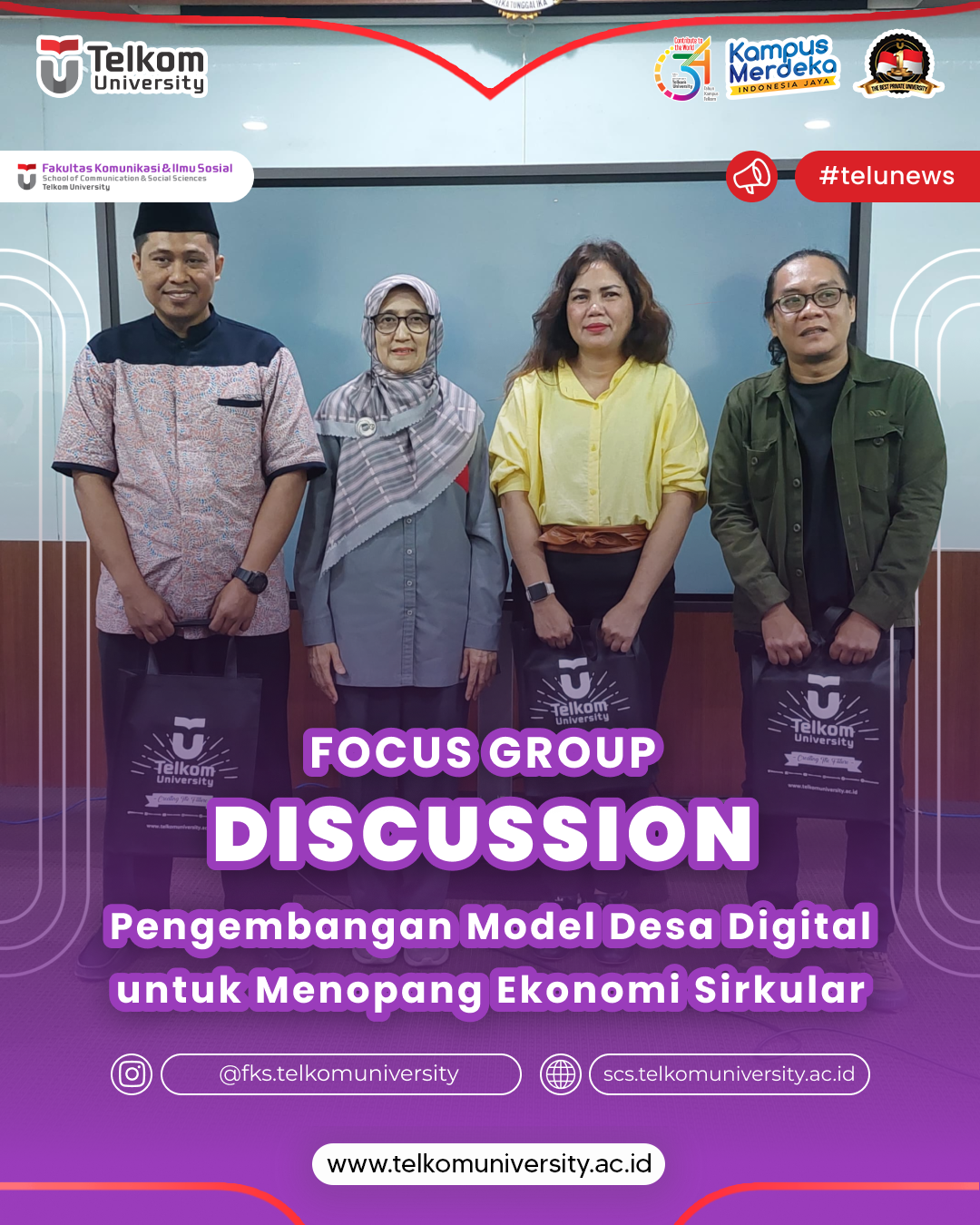 [FAKULTAS KOMUNIKASI DAN ILMU SOSIAL TELKOM UNIVERSITY GELAR FOCUS GROUP DISCUSSION: PENGEMBANGAN MODEL DESA DIGITAL UNTUK MENOPANG EKONOMI SIRKULAR]