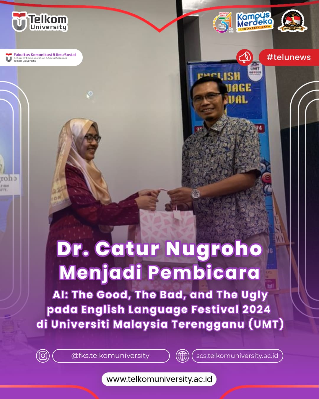 Dr. Catur Nugroho Speaks on AI: The Good, The Bad, and The Ugly at the 2024 English Language Festival at Universiti Malaysia Terengganu (UMT)