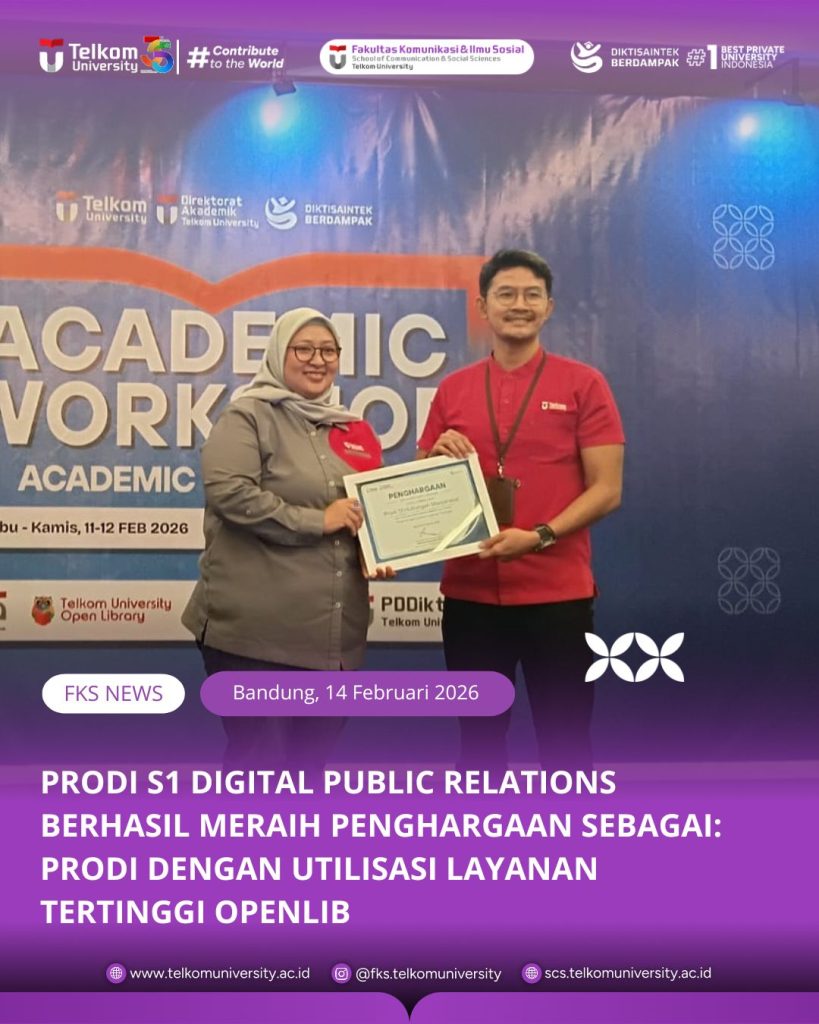 Prodi S1 Digital Public Relations Universitas Telkom Raih Penghargaan Utilisasi Layanan OpenLib Tertinggi
